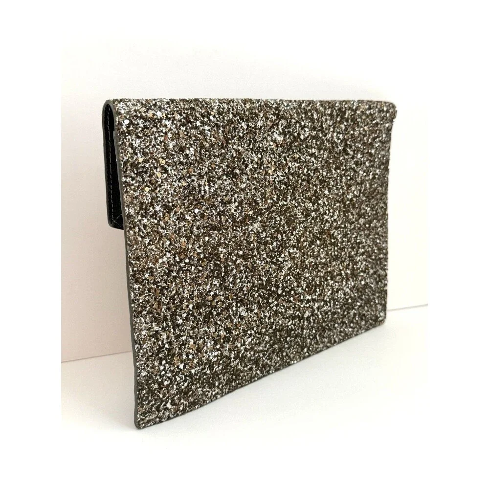 Kate Spade New York Glitter Envelope Clutch Champagne Rose Gold Evening Pouch